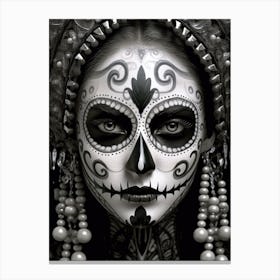 Spooky La Catrina Skull Woman Canvas Print