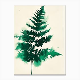 Green Ink Painting Of A Hares Foot Fern 4 Canvas Print
