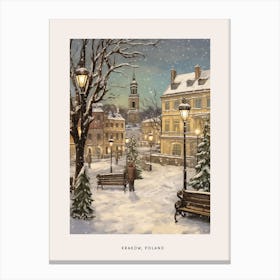 Vintage Winter Poster Krakow Poland 4 Canvas Print