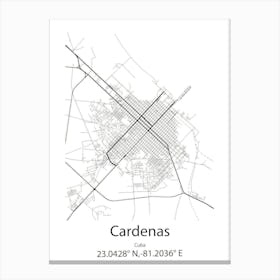 Cardenas,Cuba Minimalist Map Canvas Print