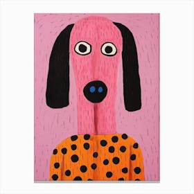 Pink Polka Dot Dog 2 Canvas Print