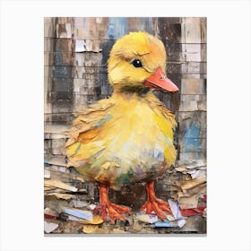 Textured Mixed Media Duckling Collage 2 Canvas Print