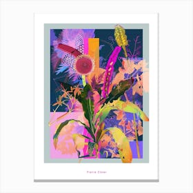 Prairie Clover 1 Neon Flower Collage Poster Canvas Print