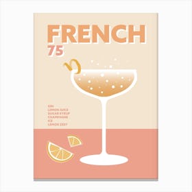 French 75 Cocktail Champagne Prosecco Pink Colourful Kitchen Wall Canvas Print