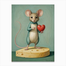 Mouse Holding Heart Canvas Print