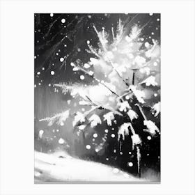 Cold, Snowflakes, Black & White 4 Canvas Print