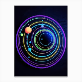 Default Neon Black Light Sgraffito Solar System 3d Illustratio 1 (9) Canvas Print