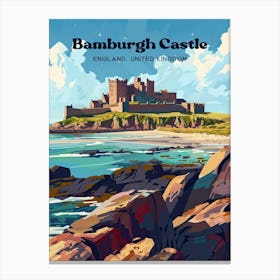 Bamburgh Castle England Northumberland Digital Travel Illustration Canvas Print