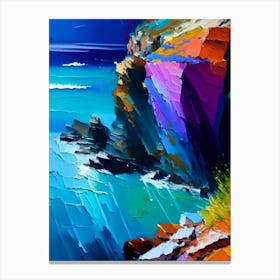 Coastal Cliffs And Rocky Shores Waterscape Bright Abstract 3 Canvas Print