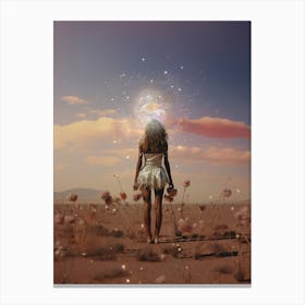 Cosmic landscape of a woman in a desert Canvas Print