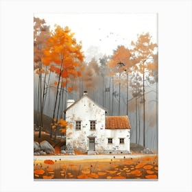 Autumn House In The Forest Canvas Print