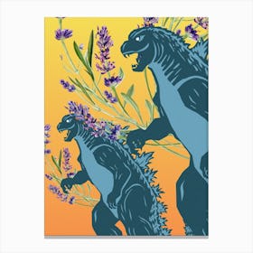 Godzilla And Lavender Canvas Print