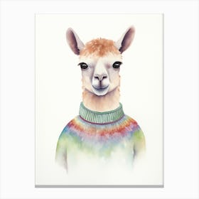 Baby Animal Watercolour Alpaca 3 Canvas Print