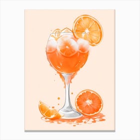 Aperol With Ice And Orange Watercolor Vertical Composition 40 Canvas Print