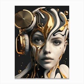 Headphones woman Canvas Print