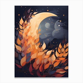 Moon And Leaves Canvas Print