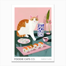 Foodie Cats Co Cat And Sushi 2 Canvas Print