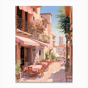 Antalya Turkey 6 Vintage Pink Travel Illustration Canvas Print