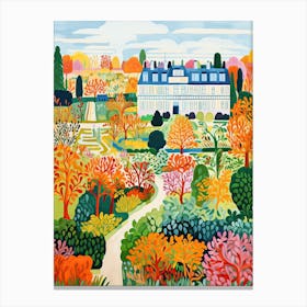 Chateau De Villandry Gardens, France In Autumn Fall Illustration 1 Canvas Print