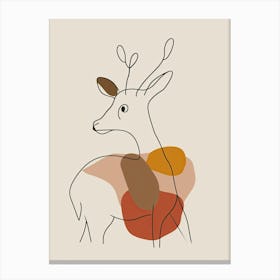 Deer - Boho, Line Art 14 Canvas Print