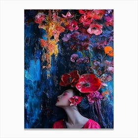 Woman With Flowers In Her Hair 3 Canvas Print