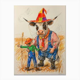 Cow And A Boy Canvas Print
