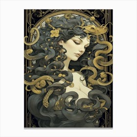Medusa Black And Gold 2 Canvas Print