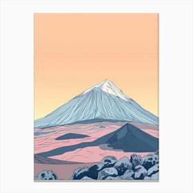 Mount Teide Spain Color Line Drawing (2) Canvas Print