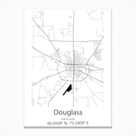 Douglass,United States Minimalist Map Canvas Print