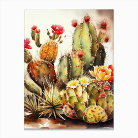 Watercolor Cactus Painting nature flora Canvas Print