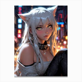 Anime Girl With Cat Ears 2 Canvas Print