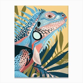 Pastel Blue Mexican Spiny Tailed Iguana Abstract Modern Illustration 5 Canvas Print