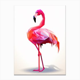 Colourful Geometric Bird Greater Flamingo 1 Canvas Print