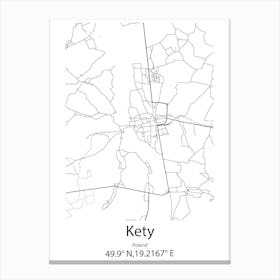 Kety,Poland Minimalist Map Canvas Print