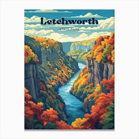 Letchworth State Park Camping Digital Travel Illustration Canvas Print