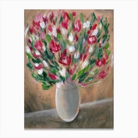 Red And White Alstroemeria - Anton Maliar flowers floral painting hand painted impressionism vertical Canvas Print