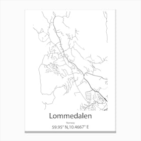 Lommedalen,Norway Minimalist Map Canvas Print