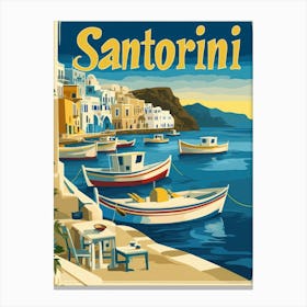 Aihrgdesign A Retro Travel Poster For Santorini 1 Canvas Print