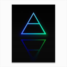 Neon Blue and Green Abstract Geometric Glyph on Black n.0330 Canvas Print