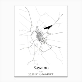 Bayamo,Cuba Minimalist Map Canvas Print