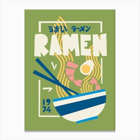 Ramen Kitchen 1974 Green Canvas Print