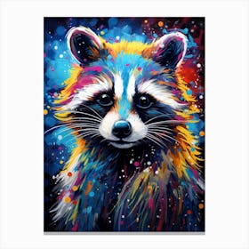 A Baby Raccoon Vibrant Paint Splash 1 Canvas Print