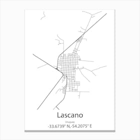 Lascano,Uruguay Minimalist Map Canvas Print