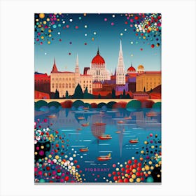 Budapest, Illustration In The Style Of Pop Art 4 Canvas Print