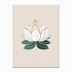 Blooming Lotus Flower In Lake Retro Minimal 4 Canvas Print