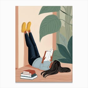 Illustration Of A Woman Reading A Book 2 Canvas Print