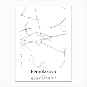 Bernolakovo,Slovakia Minimalist Map Canvas Print