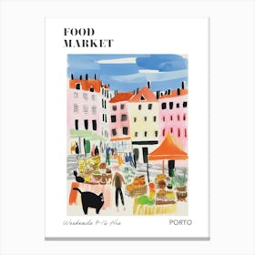 The Food Market In Porto 2 Illustration Poster Canvas Print