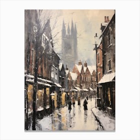 Vintage Winter Painting Canterbury United Kingdom 1 Canvas Print