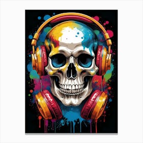 Skull With Headphones Pop Art (8) Canvas Print